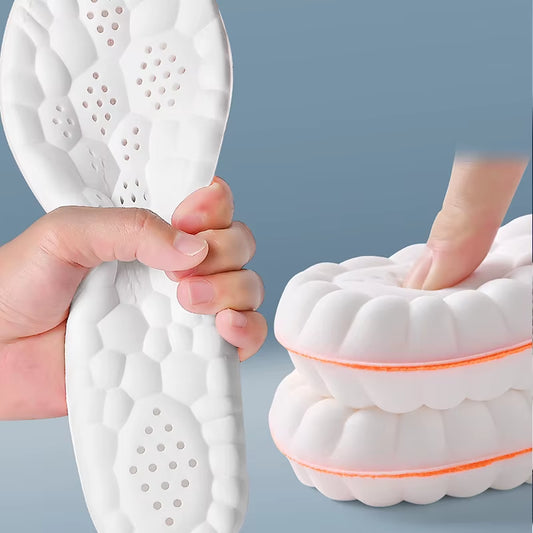 Latex Sport Insoles with High Elasticity - Soft Orthotic Shoe Pads for Breathable Shock Absorption and Arch Support (Available in 1/2/4 Pairs)