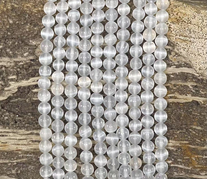 Natural Selenite AAA Grade Round 6mm 8mm-1