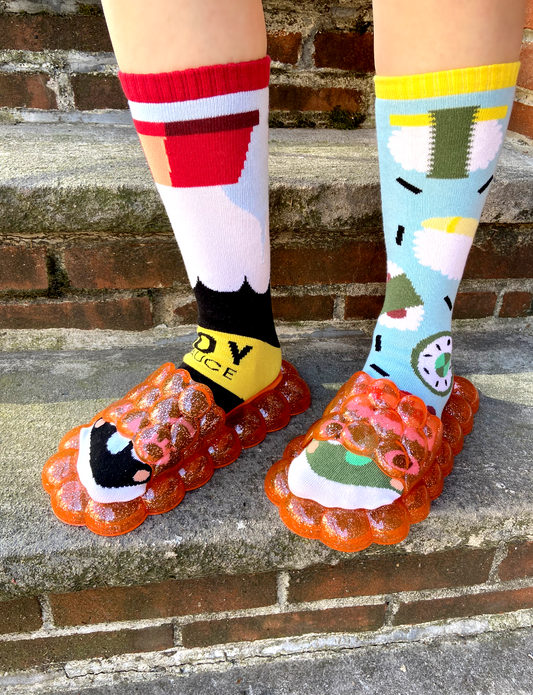 ADULT ELECTRIC ORANGE BUBBLE SLIDES-0